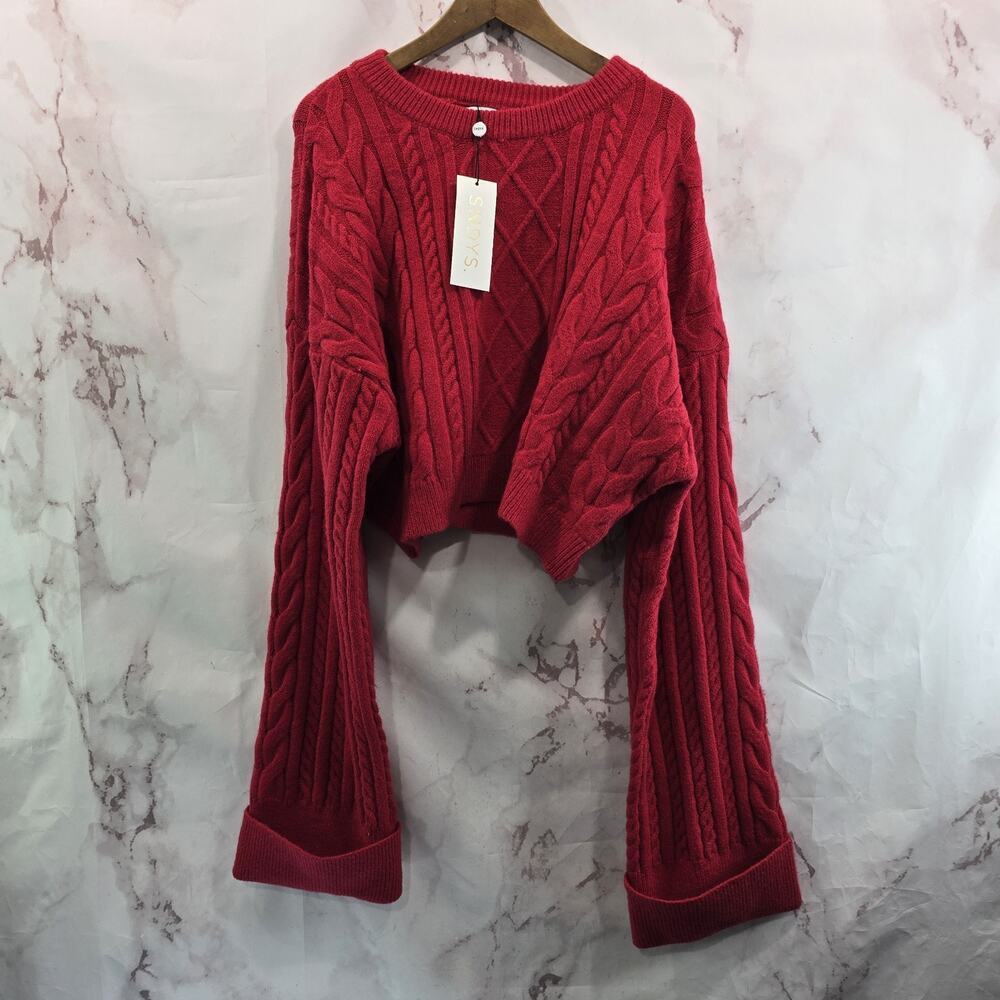 SNDYS Sweater Womens XXL 2X Red Jumper Wide Balloon Oversized Revolve